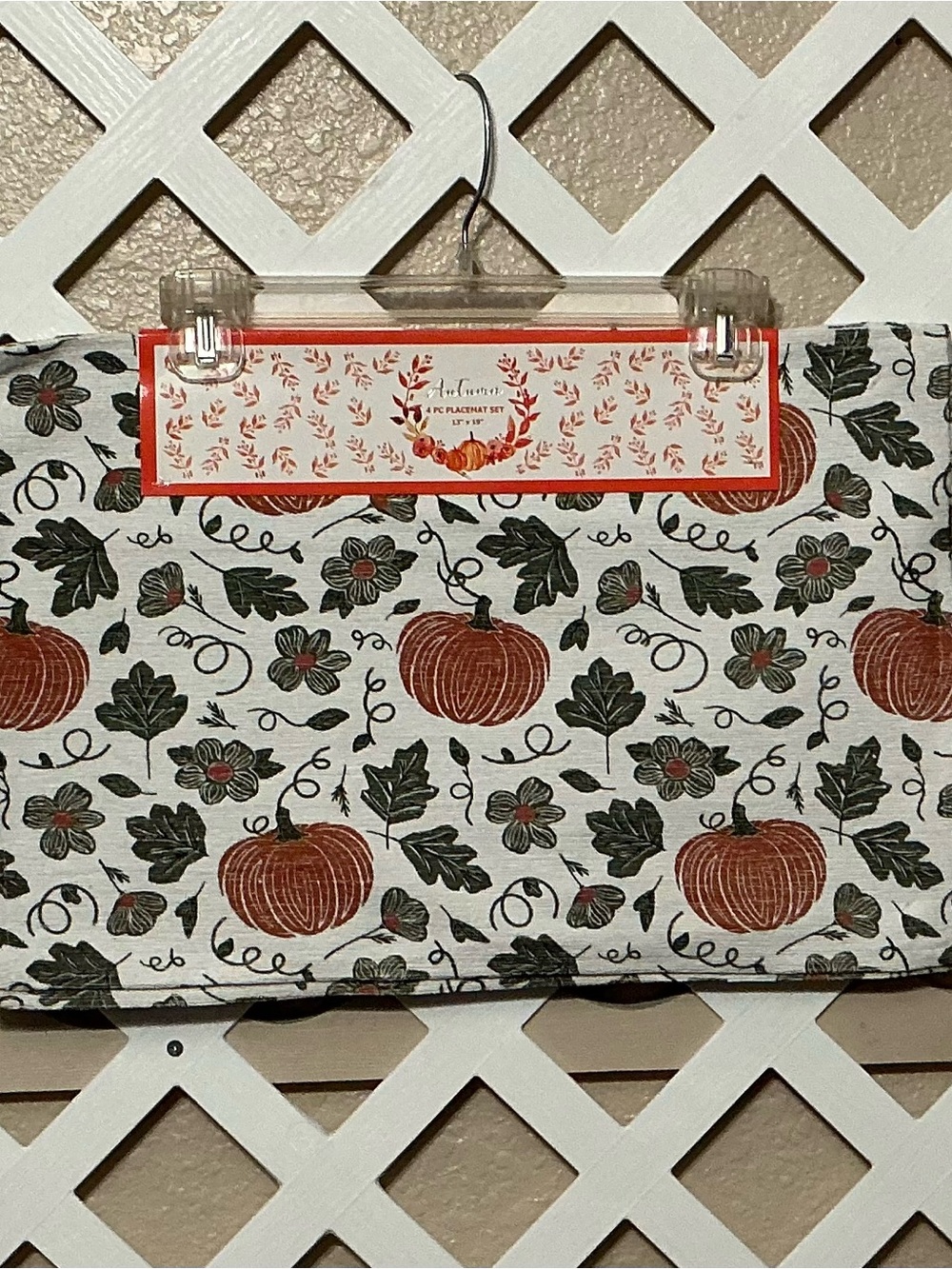 Autumn Pumpkin & Floral 4 Piece Placemat Set - Orange & Green